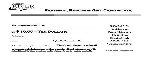 Referral certificate